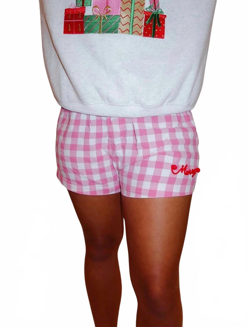 NEW PEACH LOVE merry gingham boxer shorts in pink
